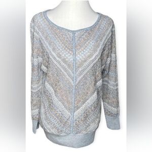 White House Black Market Chevron Blue and Pink Sweater